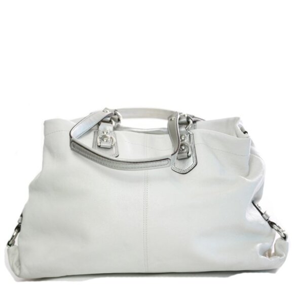 Coach Ashley White & Silver Carryall Shoulder Bag Handbag - Picture 4 of 16